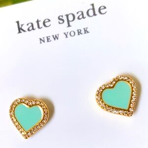 Kate Spade TAKE HEART Earrings🩷Charming STUDS TIFFANY BLUE CZ/ENAMEL GOLD